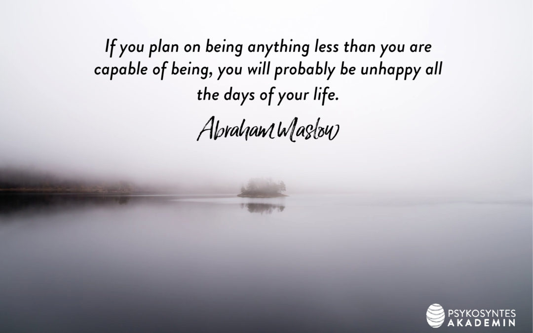 If you plan on being anything less than you are capable of being, you will probably be unhappy all the days of your life.  Abraham Maslow